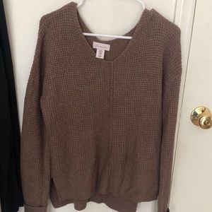 Brown long sleeve knit top